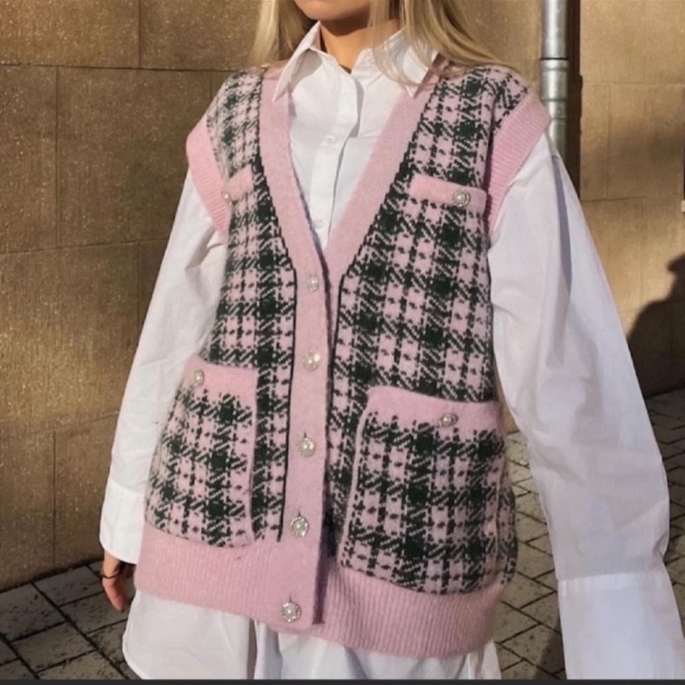 Zara Plaid Knit Vest